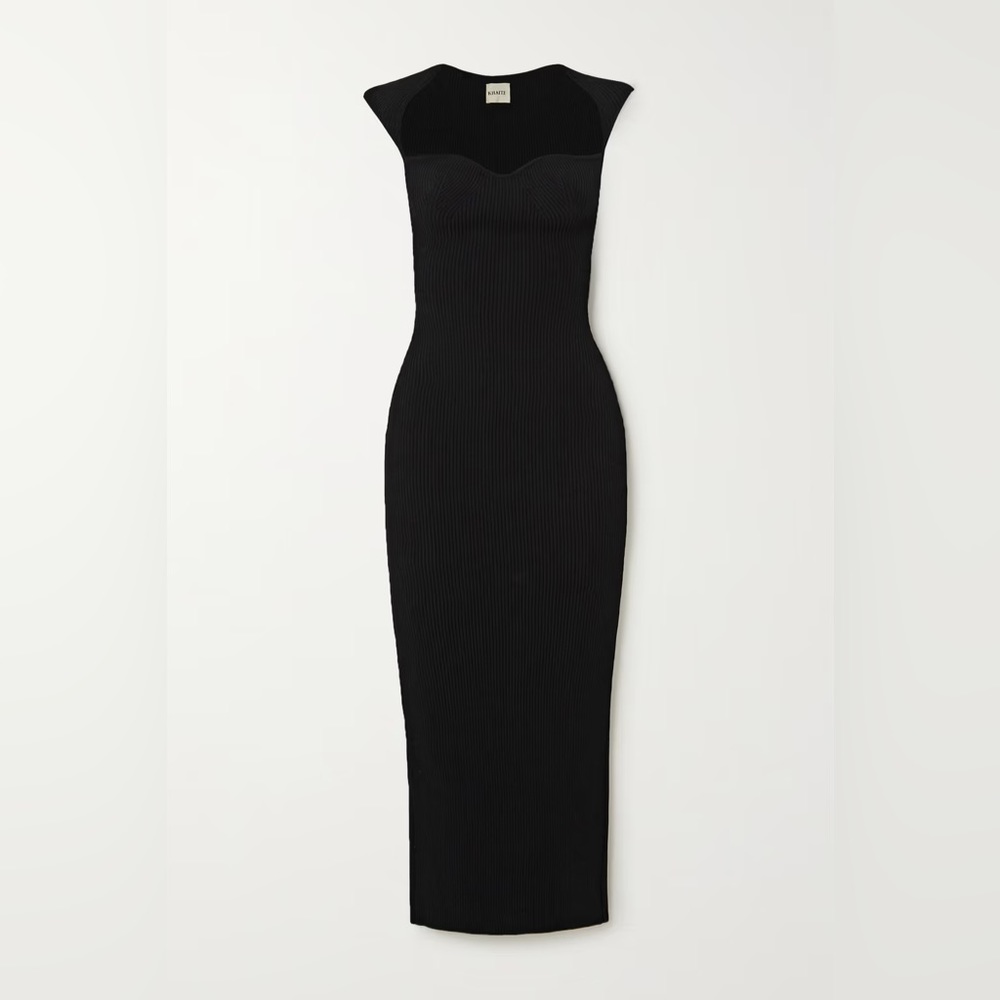 Khaite Allegra Ribbed Corset Midi Dress Size L $1280